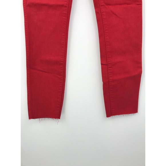 Madewell High Rise Skinny Jean Raw Hem Red Size 25 - Picture 3 of 7